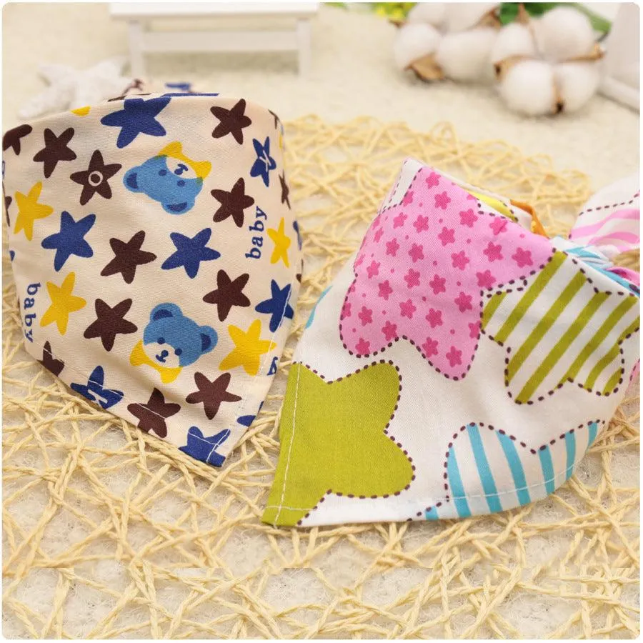 10PCS Baby Cartoon Lace Lotton Triangle Scarf Bibs Baby Accessories Wholesale