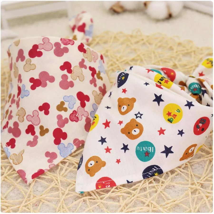 10PCS Baby Cartoon Lace Lotton Triangle Scarf Bibs Baby Accessories Wholesale