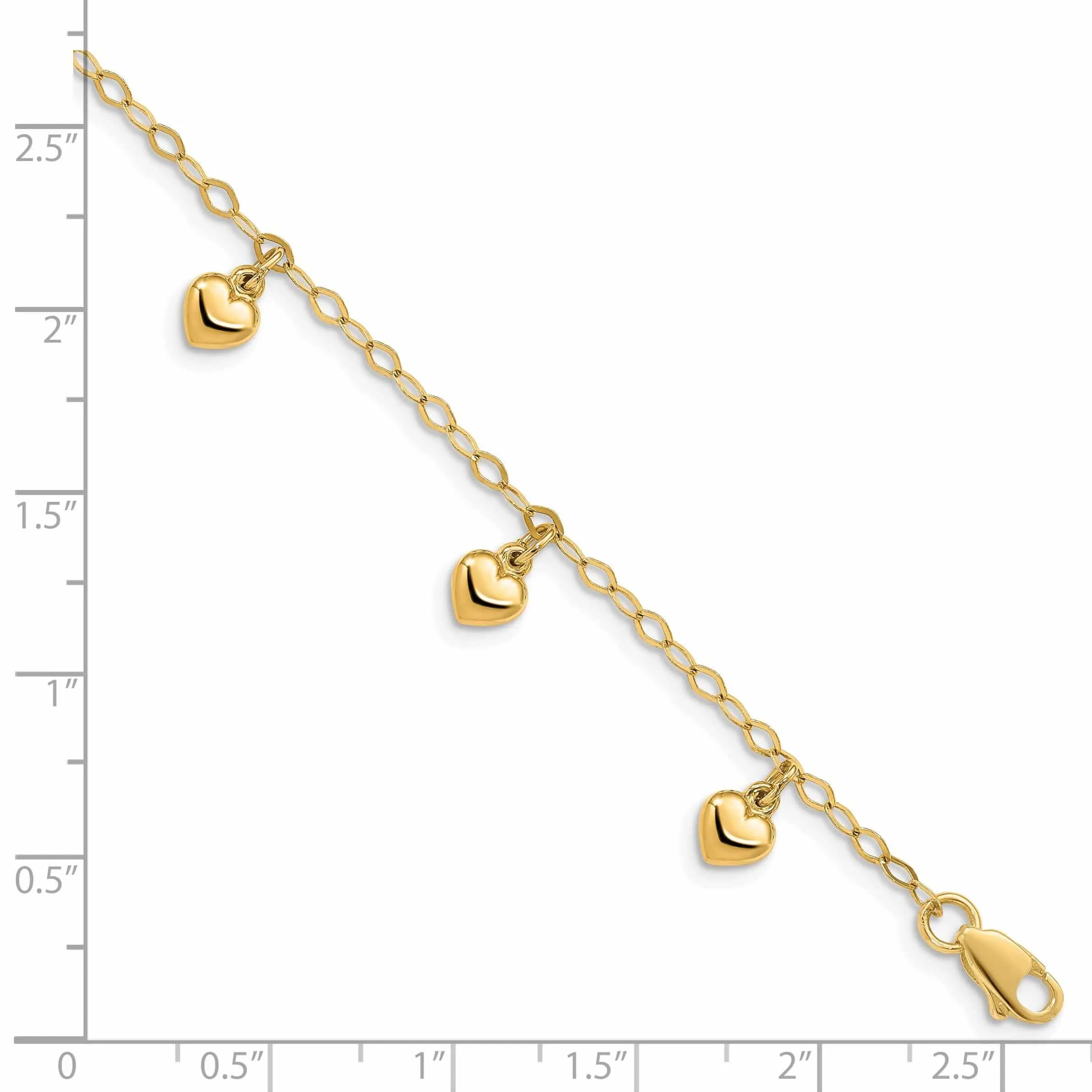 14K Childs Puffed Heart Charm Bracelet