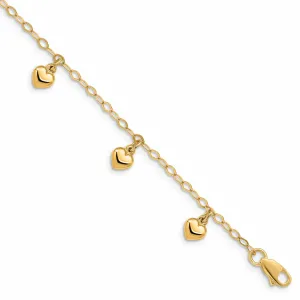 14K Childs Puffed Heart Charm Bracelet