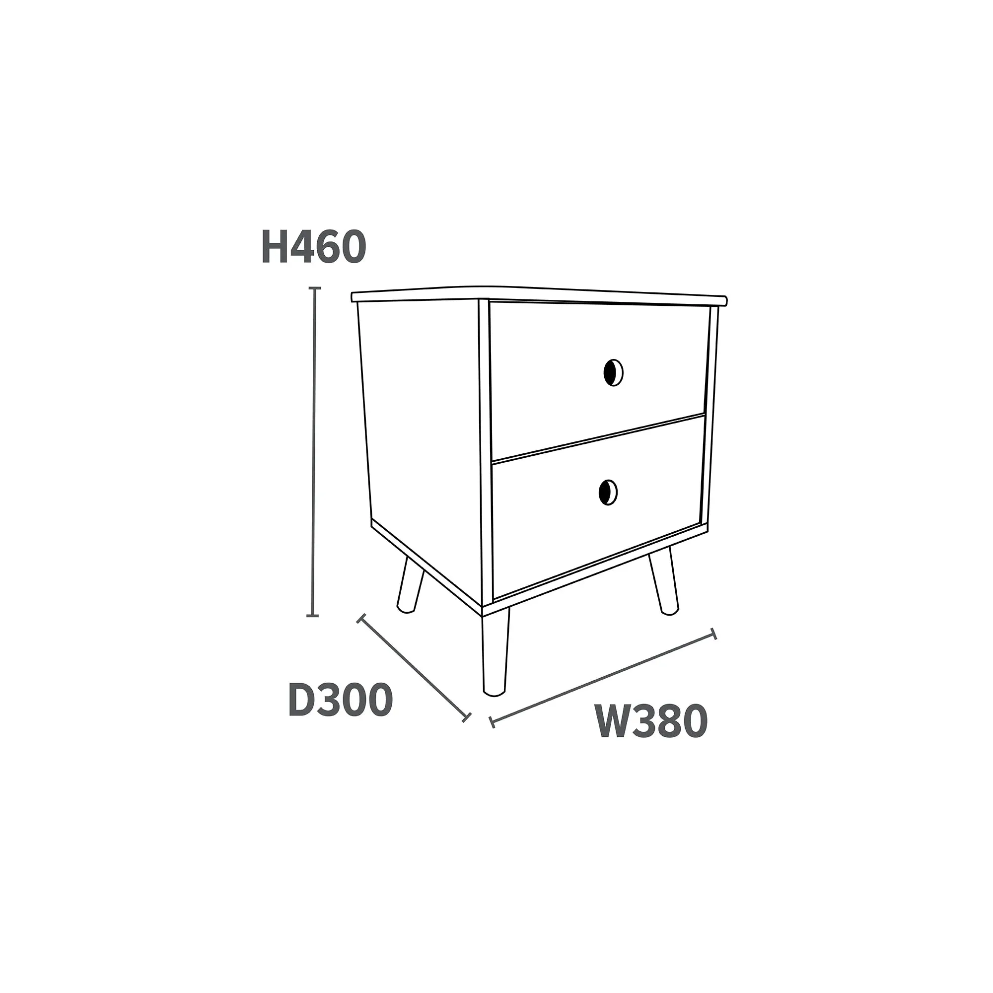 2 Drawer Bedside Cabinet