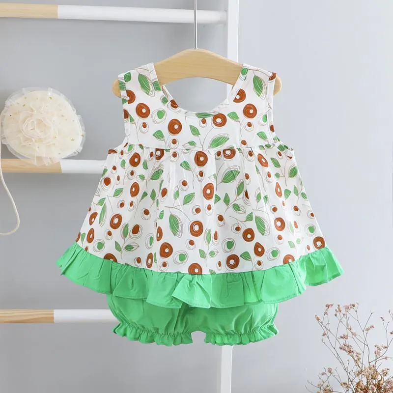 2-piece Floral Printed Dress & Shorts for Toddler Girl