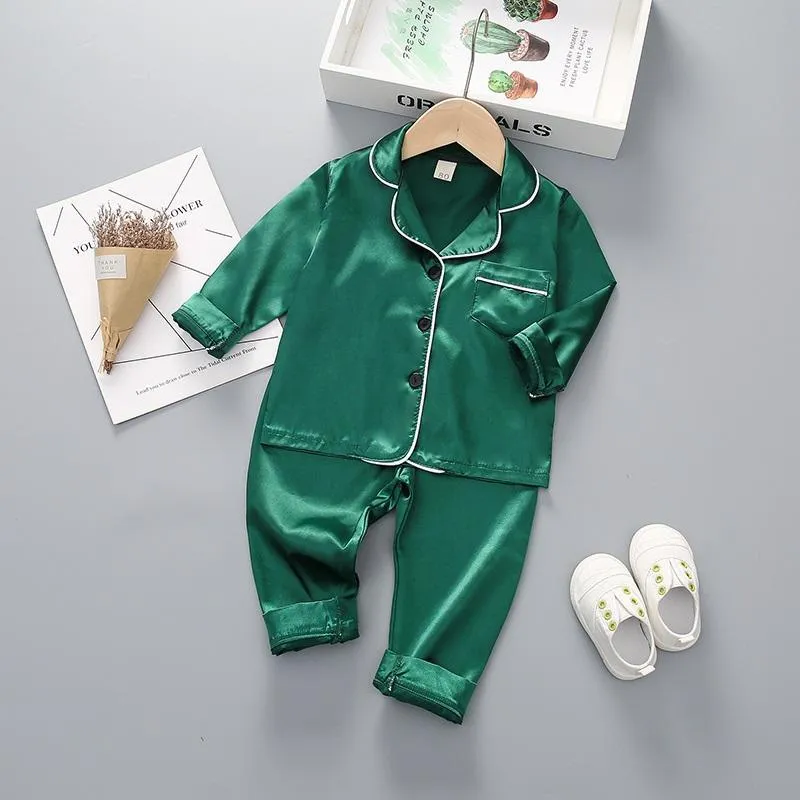 2-piece Solid Pajamas for Toddler Boy Children's clothing wholesale