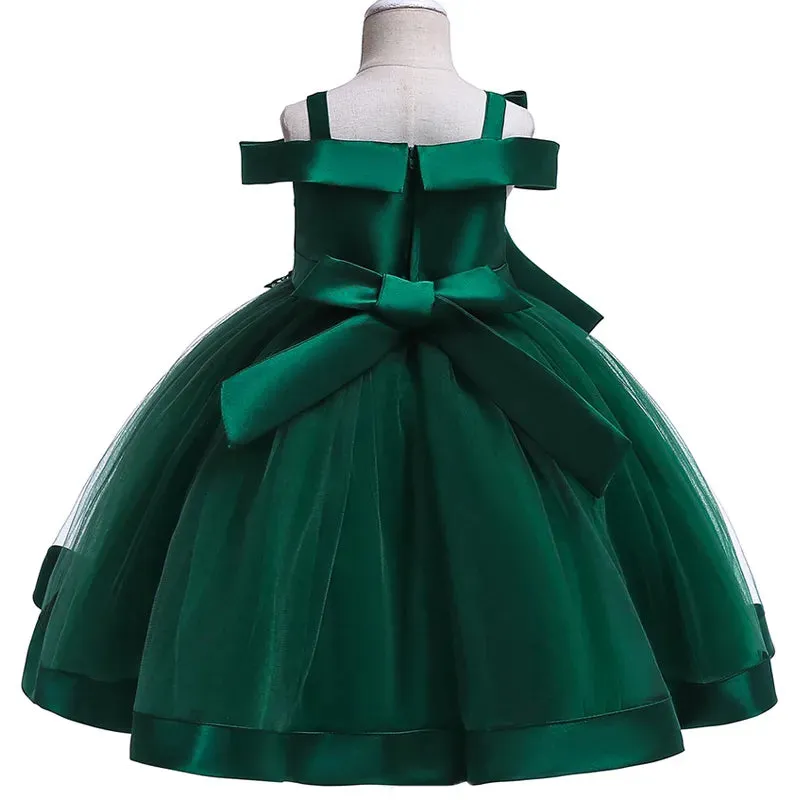 3-10 Years Kids Party Dresses For Girls Appliques Flower Elegant Wedding Dress