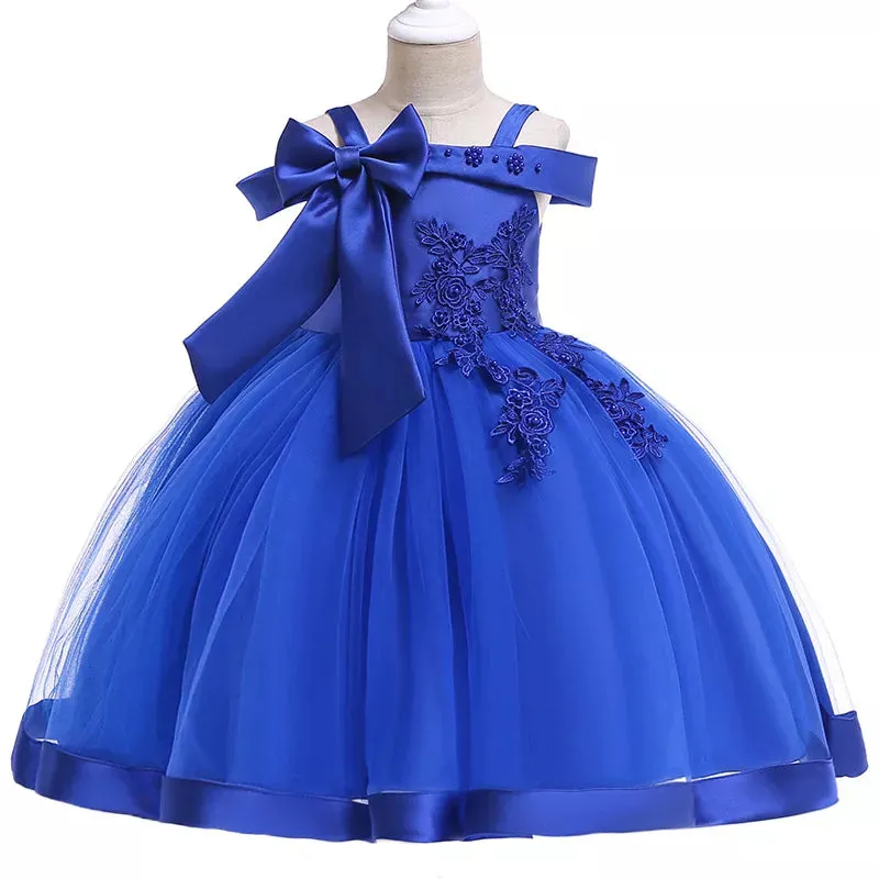 3-10 Years Kids Party Dresses For Girls Appliques Flower Elegant Wedding Dress