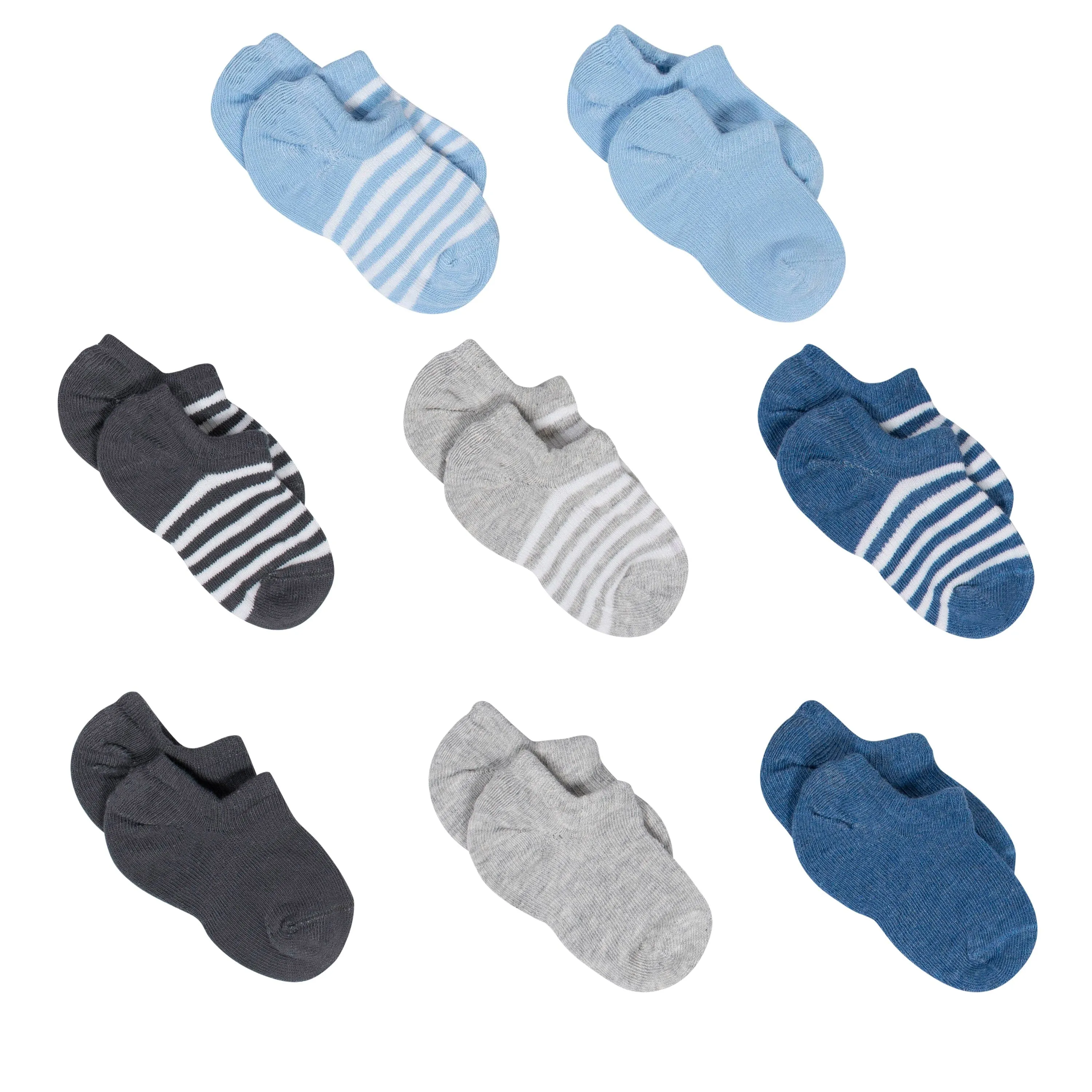 8-Pack Baby Boys' Stripes Wiggle-Proof® No Show Socks