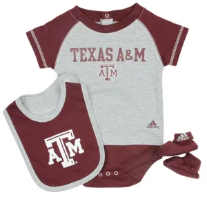 Adidas NCAA Infants Texas A&M Aggies Little Tee Creeper Bib Booties 3 Piece Set