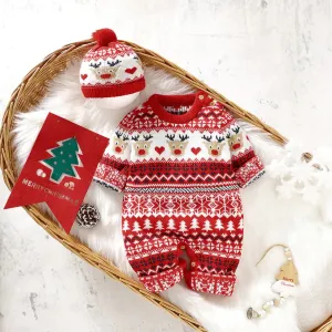 Adorable Unisex Christmas Pattern Newborn Romper