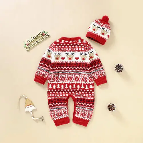 Adorable Unisex Christmas Pattern Newborn Romper