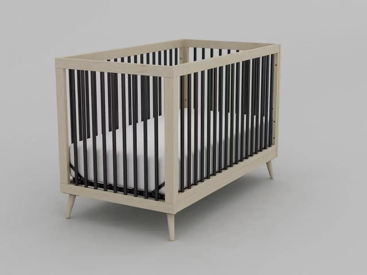 Amy Black Natural 3 in 1 Convertible Crib