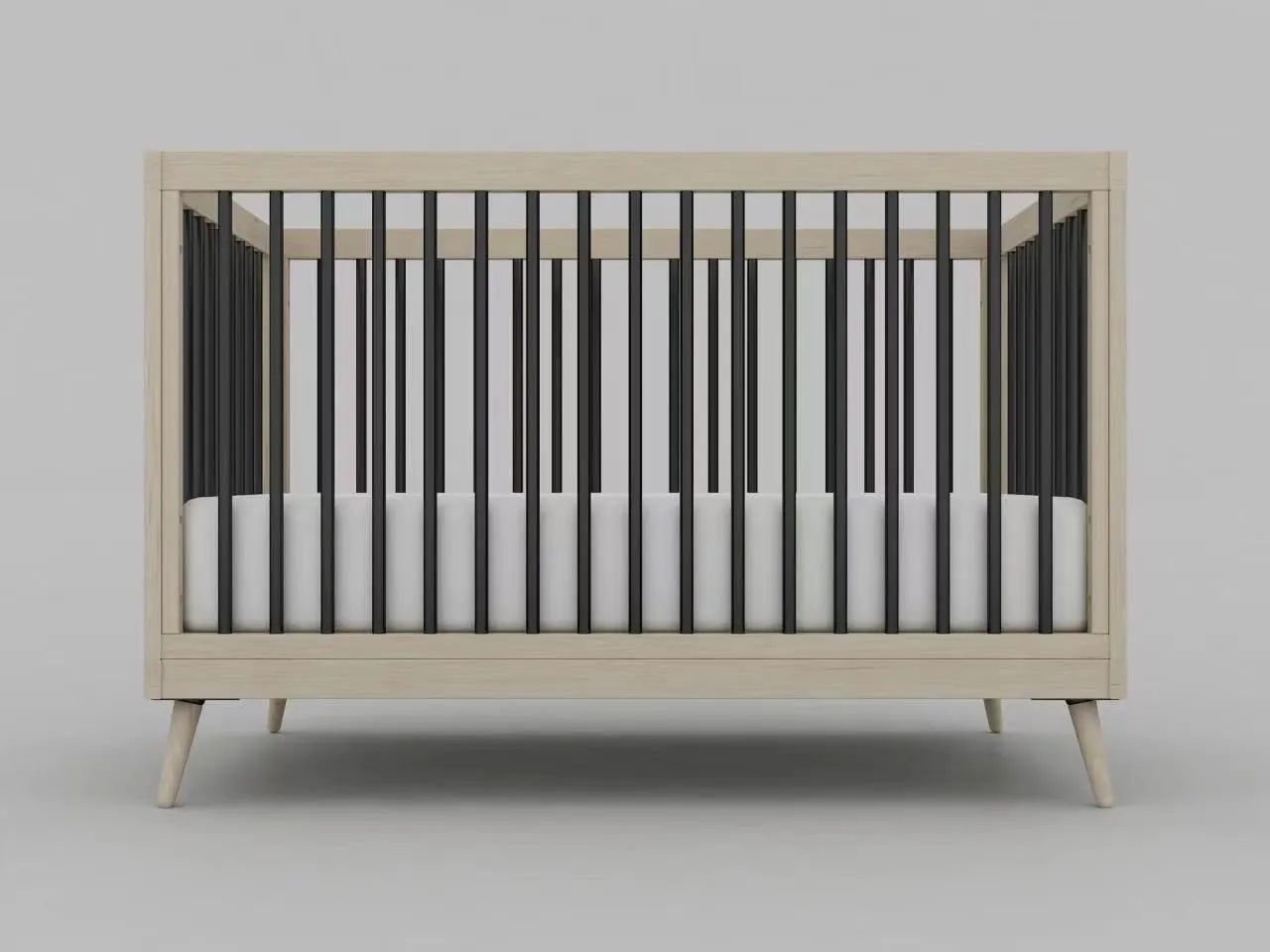 Amy Black Natural 3 in 1 Convertible Crib