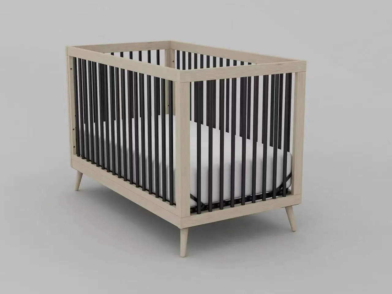 Amy Black Natural 3 in 1 Convertible Crib