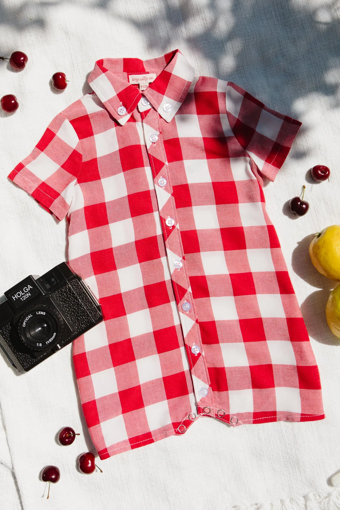 Baby Boys James Romper in Red Gingham - FINAL SALE