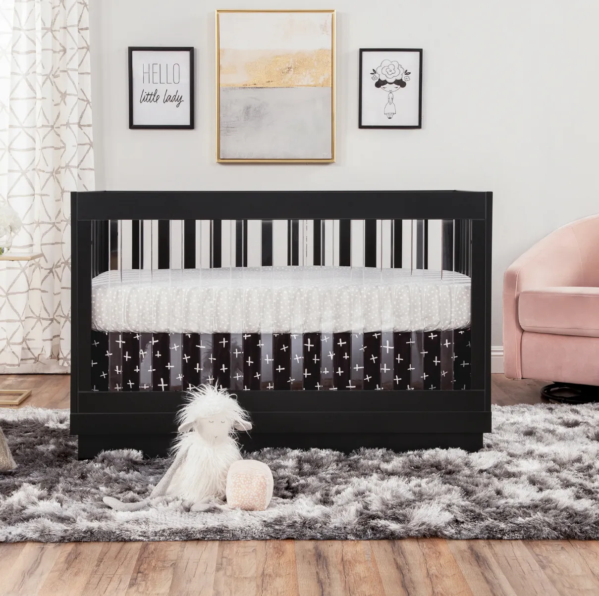 Babyletto Harlow Acrylic 3-in-1 Convertible Crib with Toddler Bed Conversion Kit