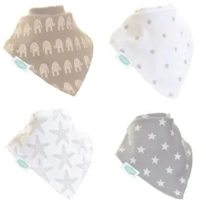 Bandana Dribble Bibs 4 Pack Grey And White