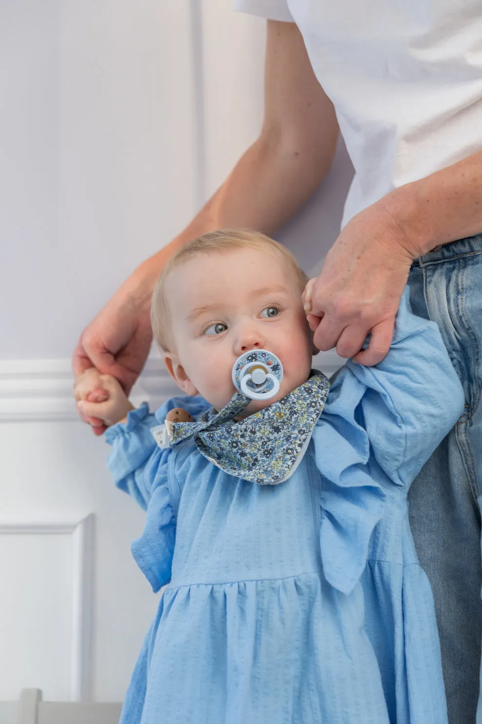 BIBS x Liberty Pacifier Clip | Baby Blue & Chamomile Lawn