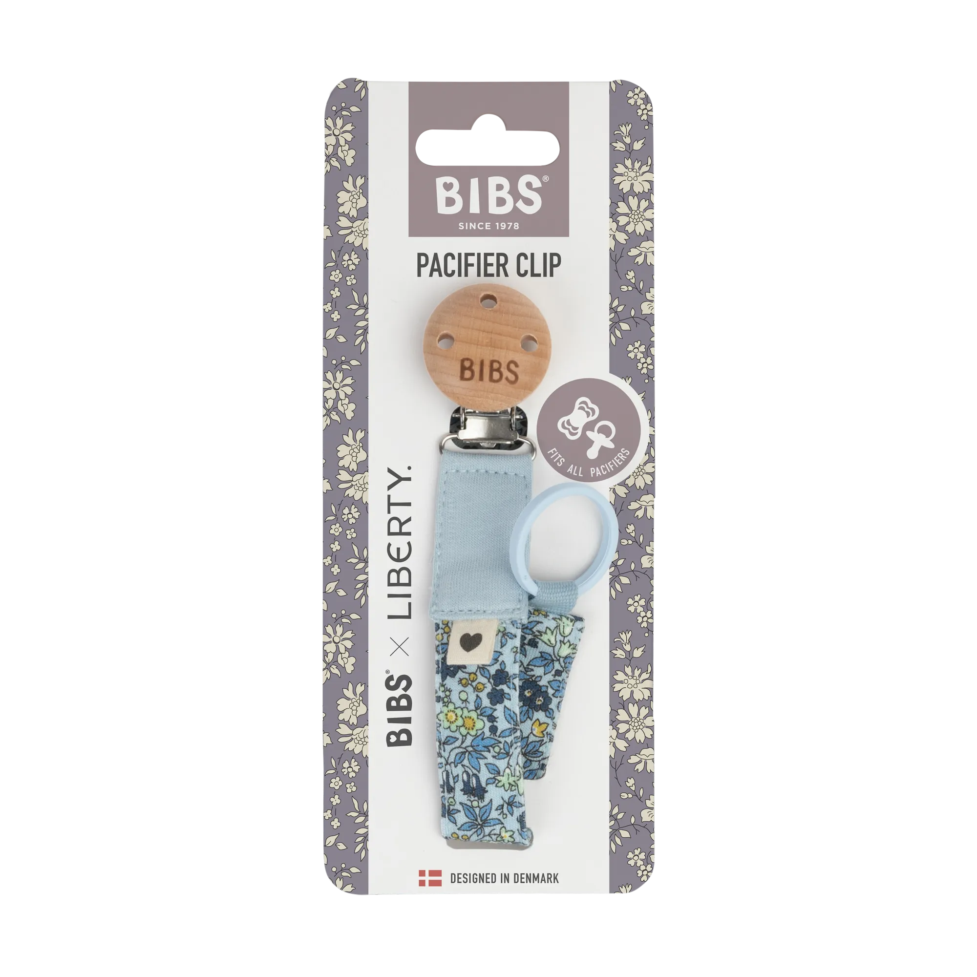 BIBS x Liberty Pacifier Clip | Baby Blue & Chamomile Lawn