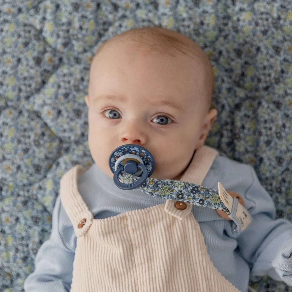 BIBS x LIBERTY Pacifier Clip - Chamomile Lawn Baby Blue