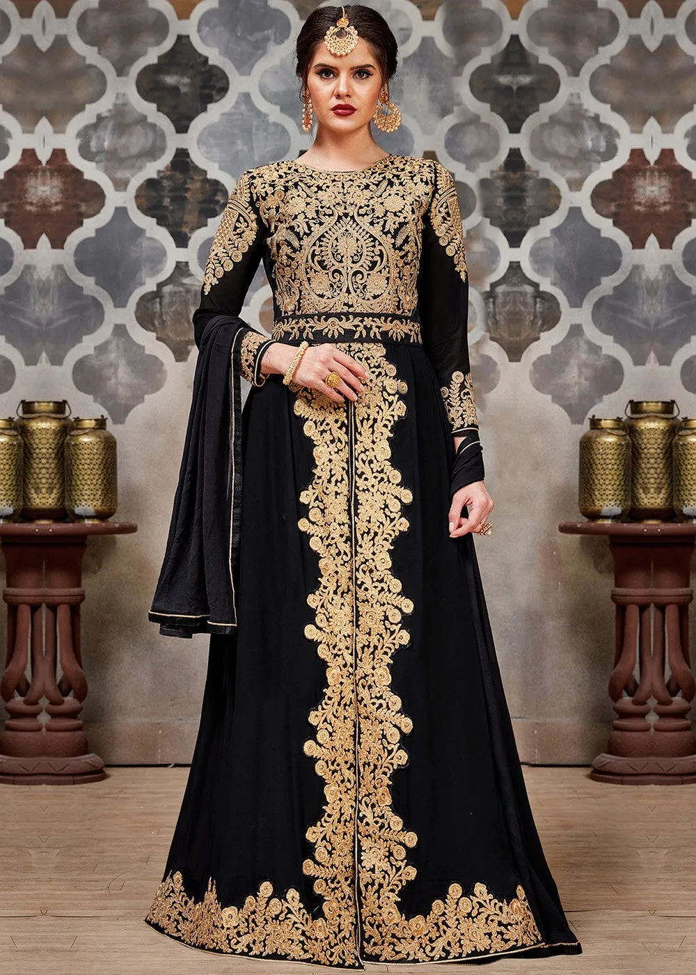 Black Golden Afghan Dress