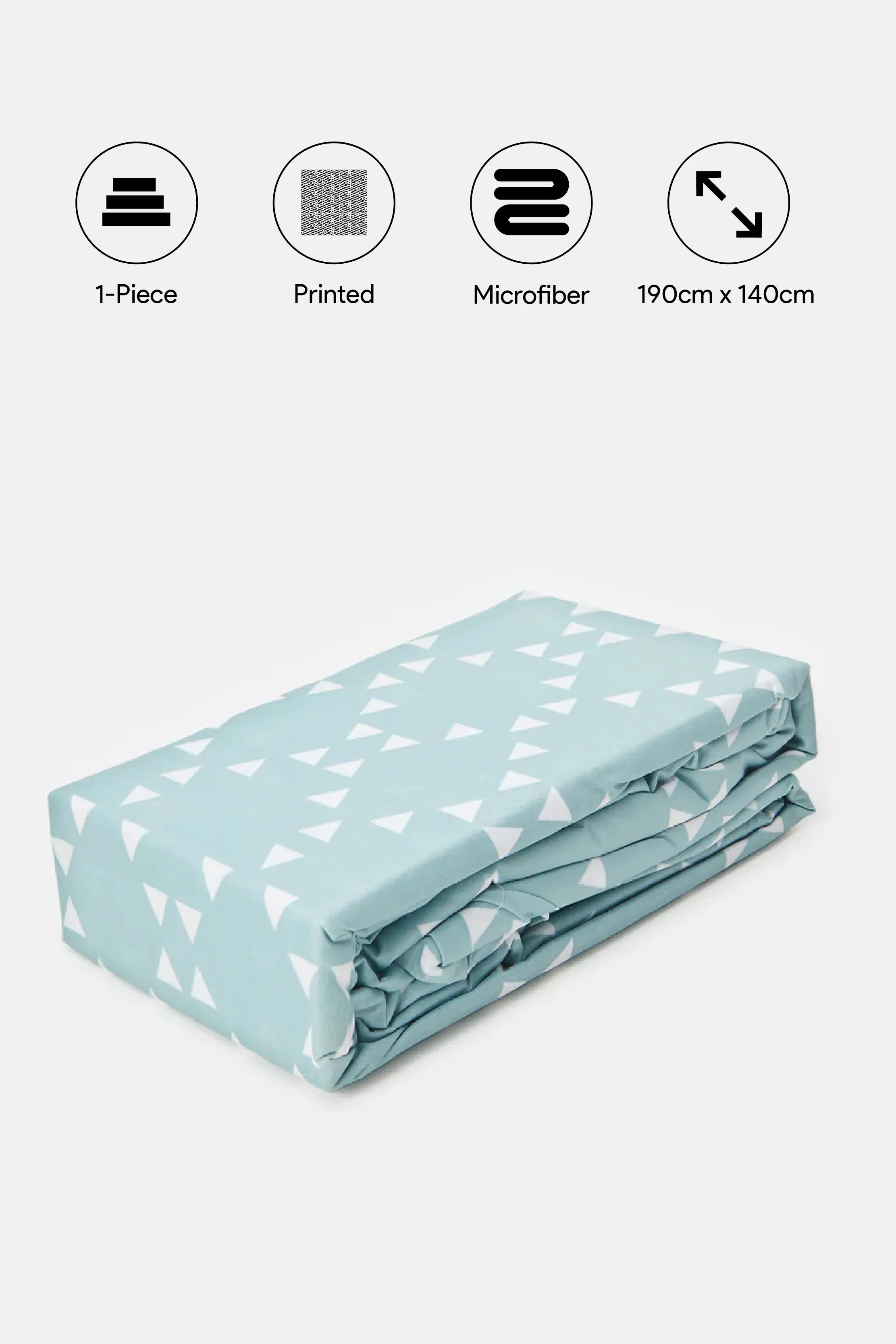 Blue Geometric Printed Fitted Sheet (Double Size)