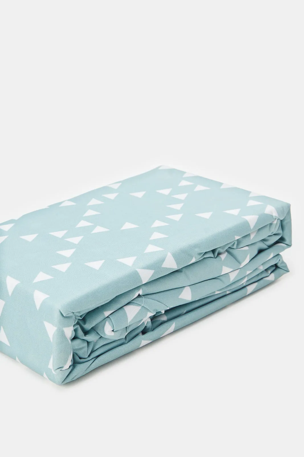 Blue Geometric Printed Fitted Sheet (Double Size)