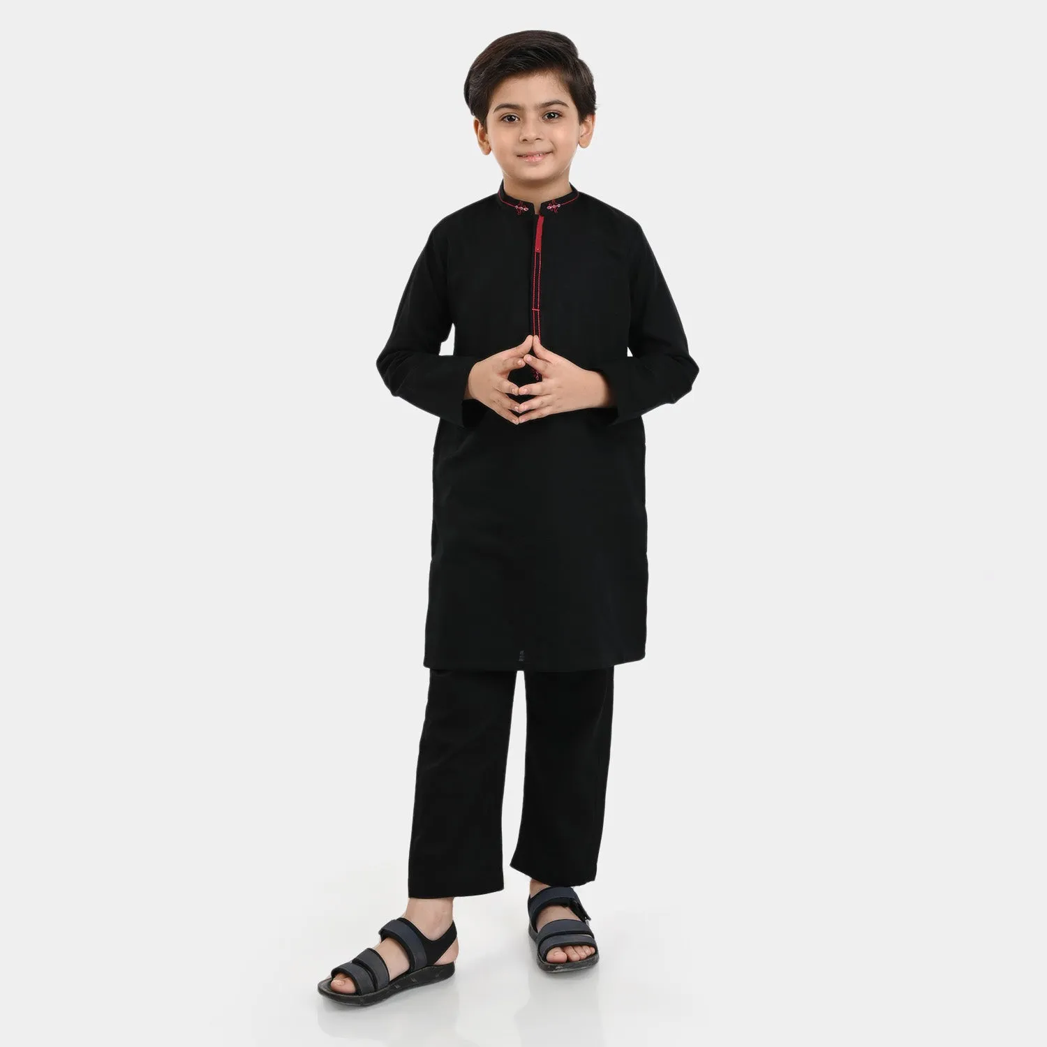 Boys khaddar 2 piece suit Embroidered-BLACK