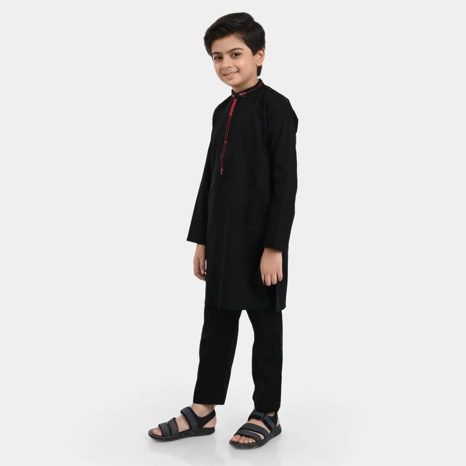 Boys khaddar 2 piece suit Embroidered-BLACK