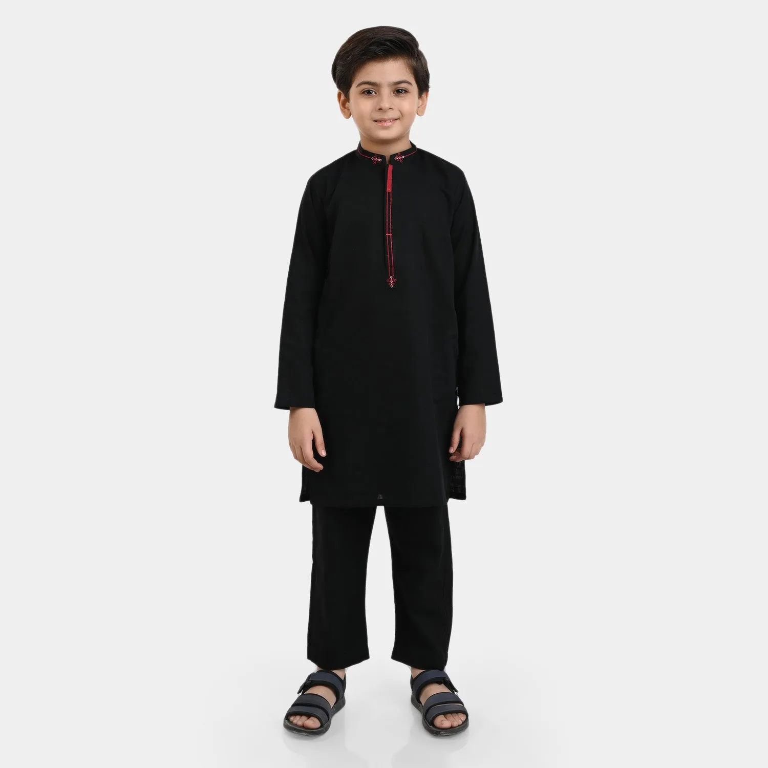 Boys khaddar 2 piece suit Embroidered-BLACK