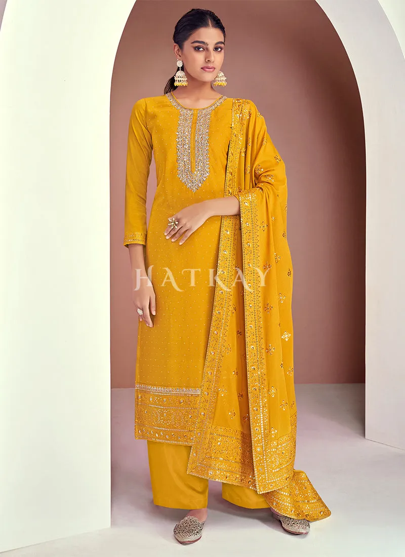 Bright Yellow Traditional Pakistani Salwar Kameez