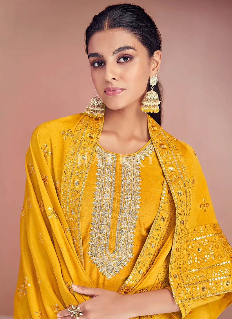 Bright Yellow Traditional Pakistani Salwar Kameez