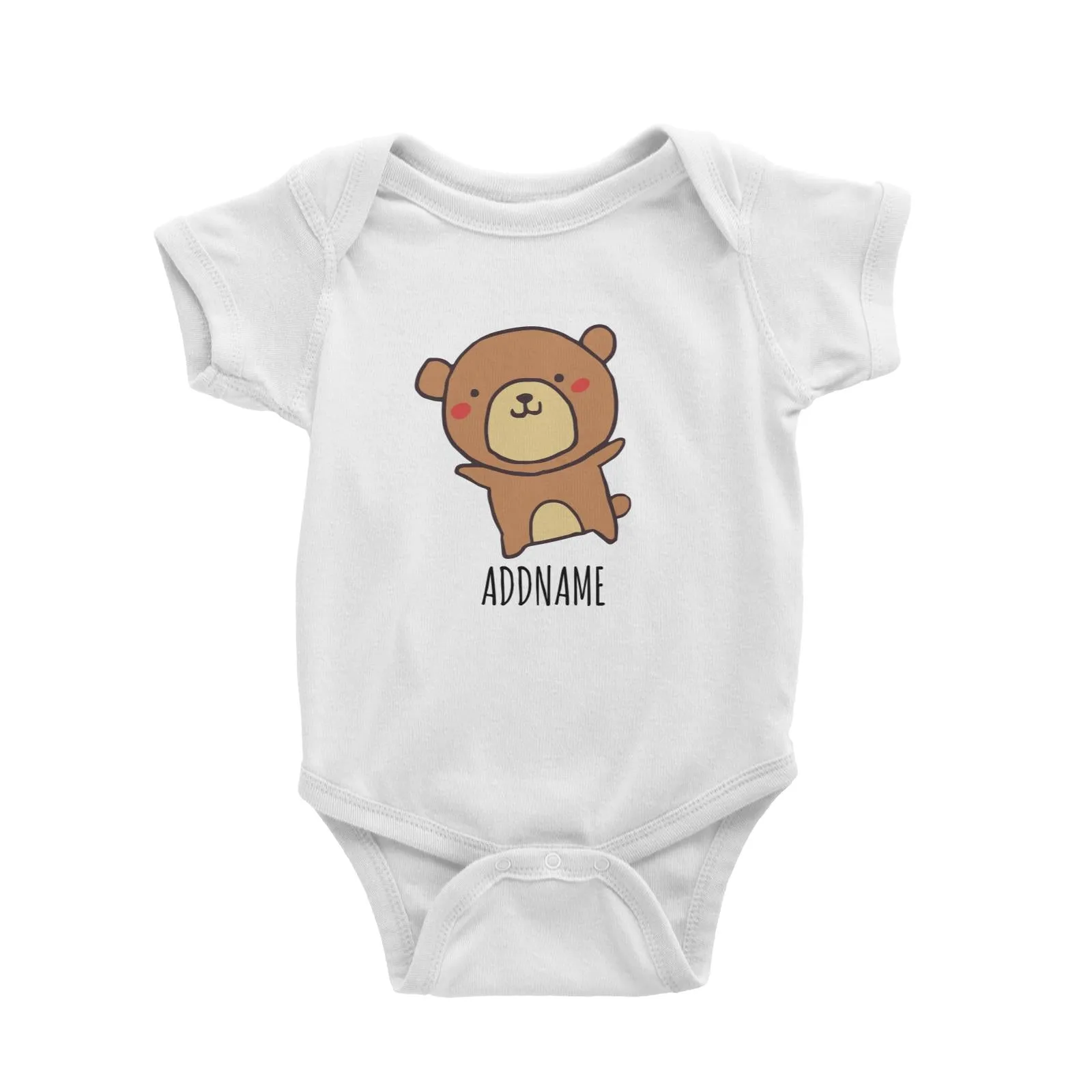 Cartoon Kawaii Bear Doodle White White Baby Romper