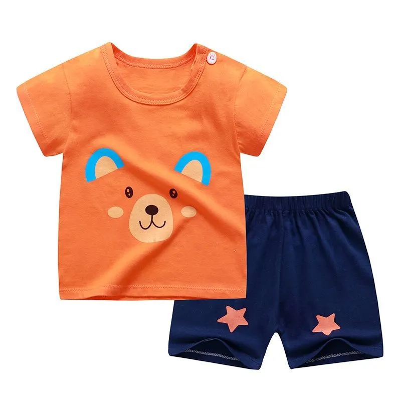 Children's short sleeve suit cotton baby clothes boy shorts