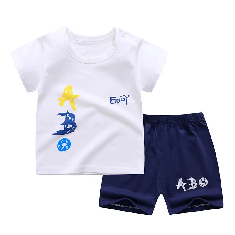 Children's short sleeve suit cotton baby clothes boy shorts