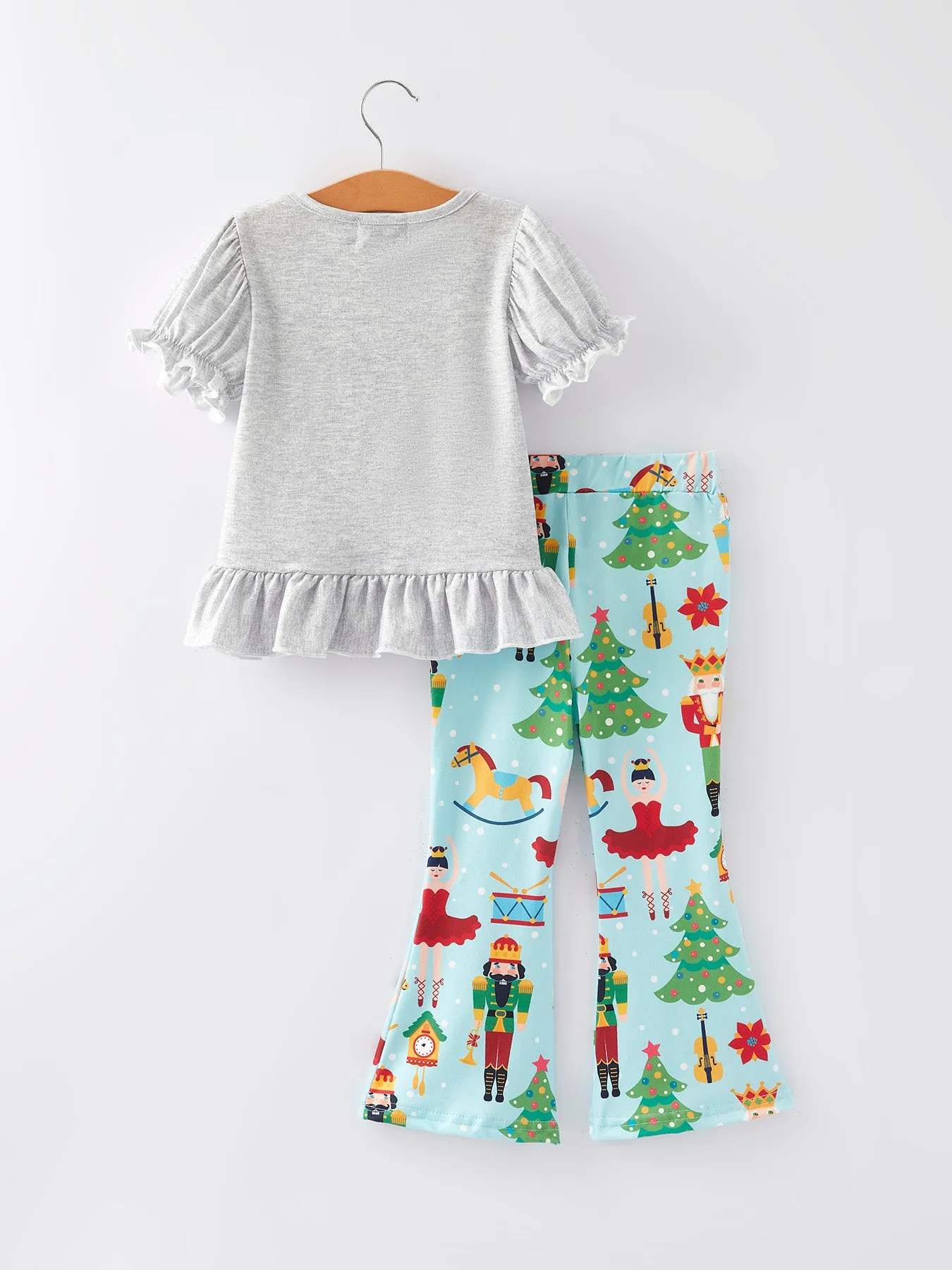 Christmas Girls Nutcracker Print Outfit Set