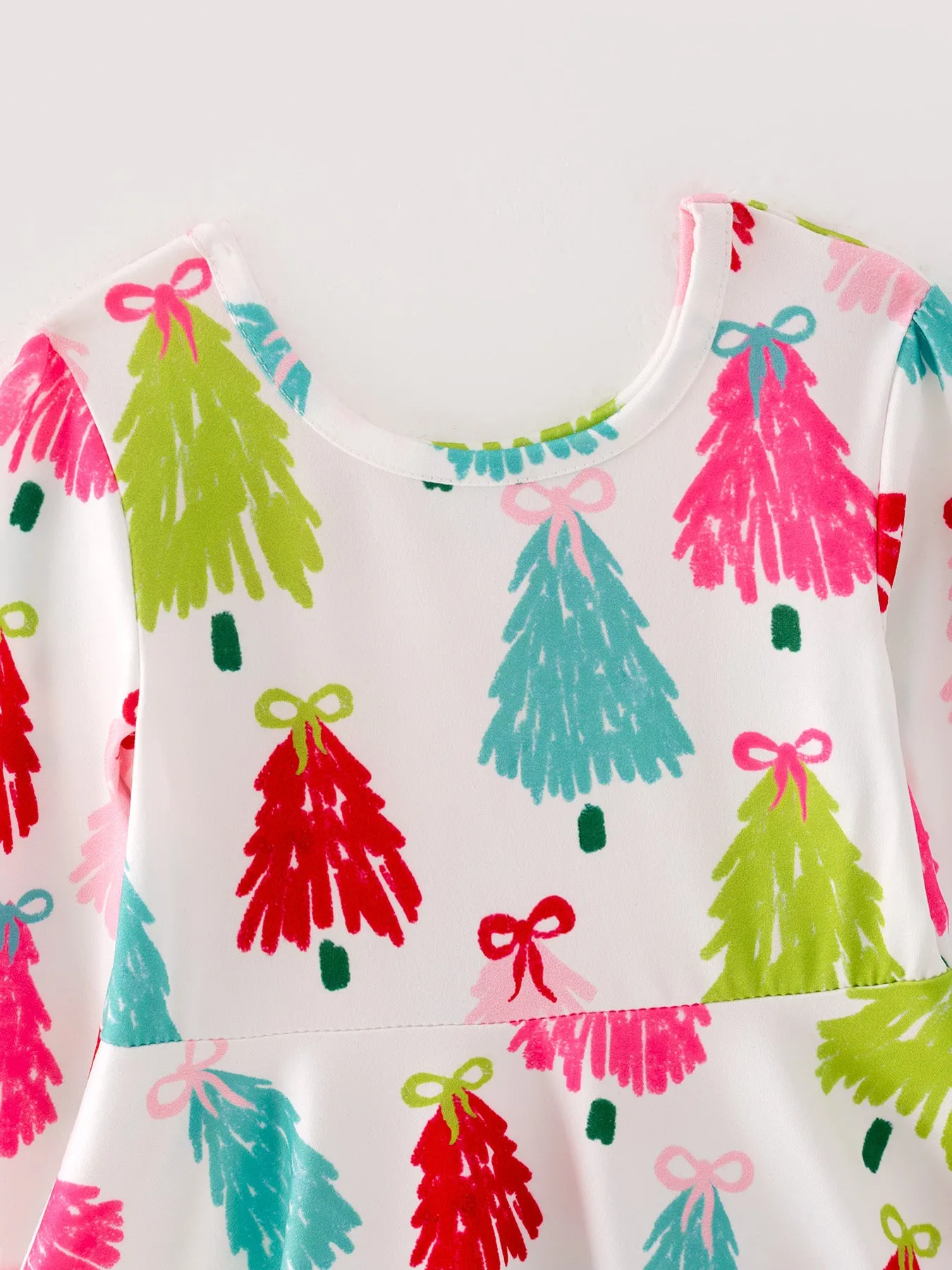 Christmas Tree Print Long Sleeve Dress