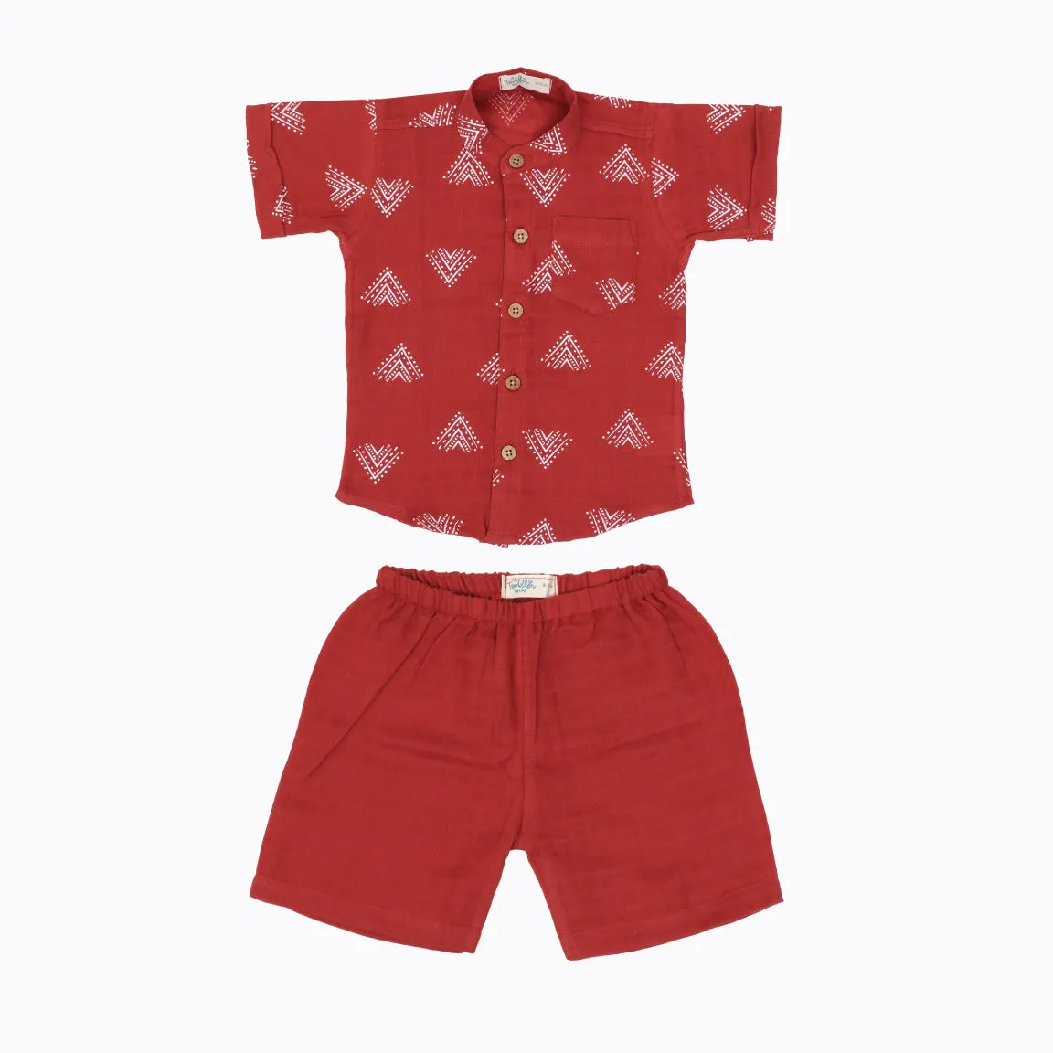 Collared Co-ord sets for kids - Crimson