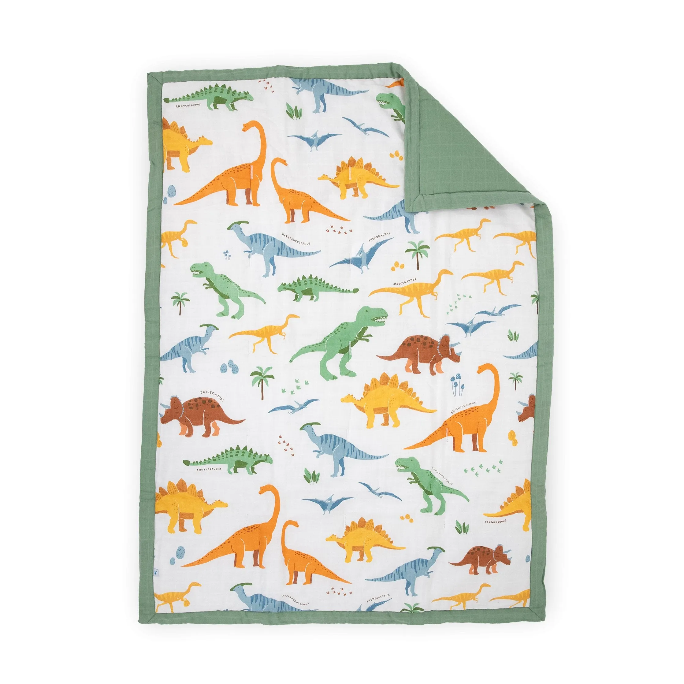 Cotton Muslin Toddler Comforter - Dino Names