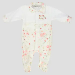 Cute Floral Long-Sleeved Baby Footie