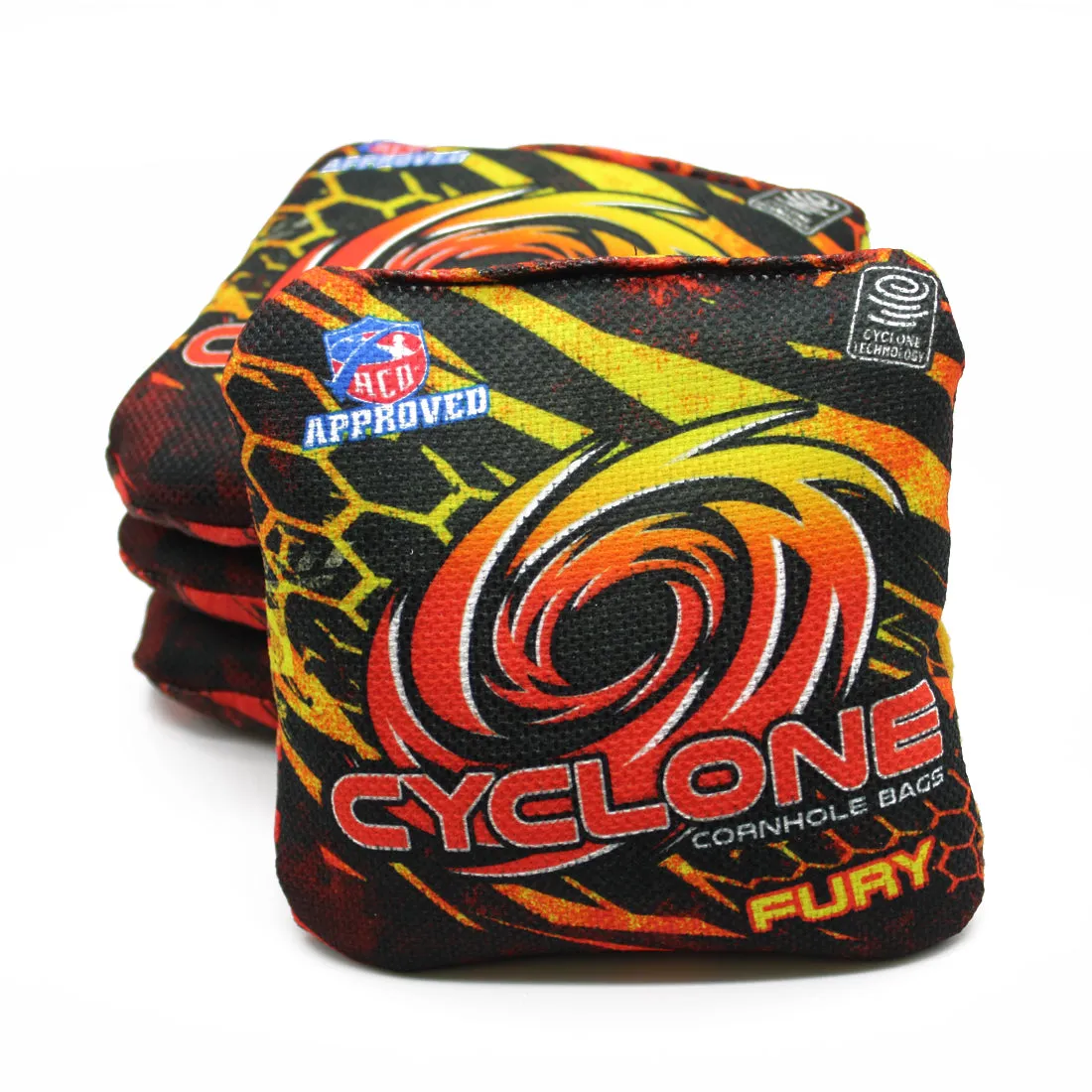 Cyclone FURY Flaming Fire Pro series cornhole bags (set of 4)