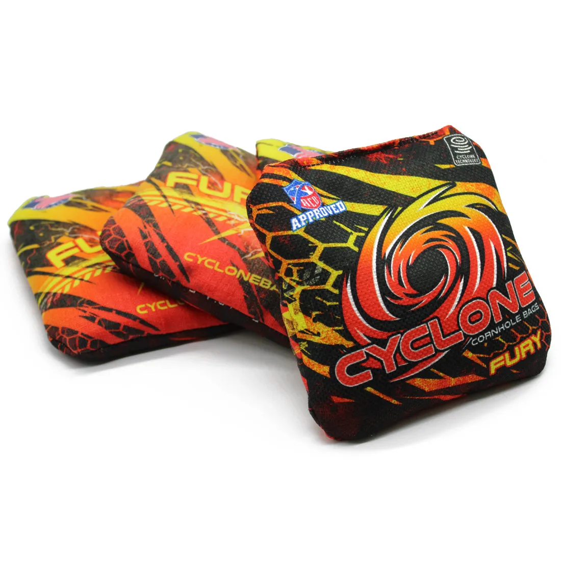 Cyclone FURY Flaming Fire Pro series cornhole bags (set of 4)