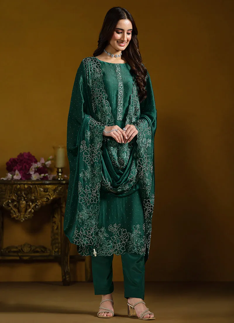 Dark Green Embroidered Pakistani Suit