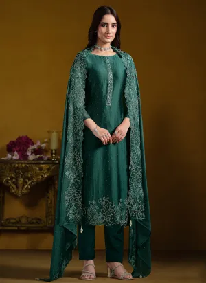 Dark Green Embroidered Pakistani Suit