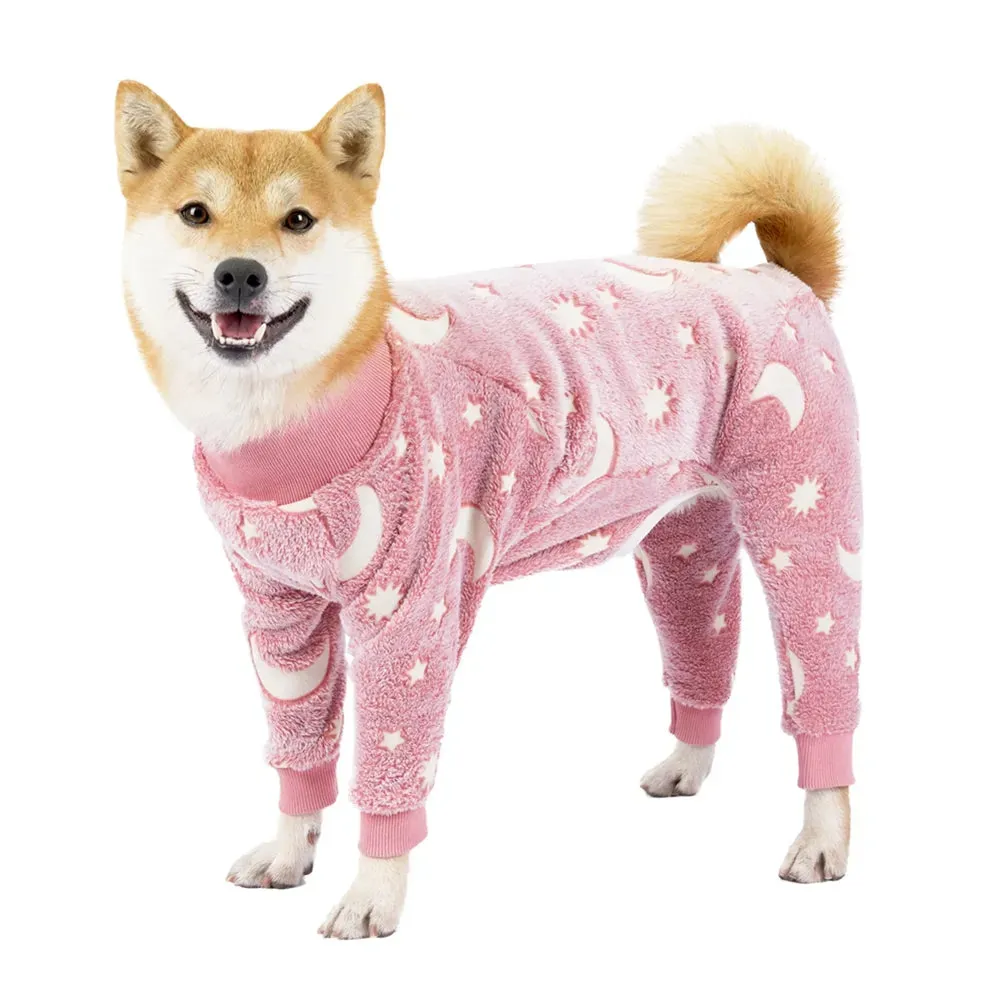 Dog Pajamas Puppy Fleece Winter Warm Dog Jumpsuit Cute Pet Clothes Onesies For Medium Large Dogs Labrador Coat