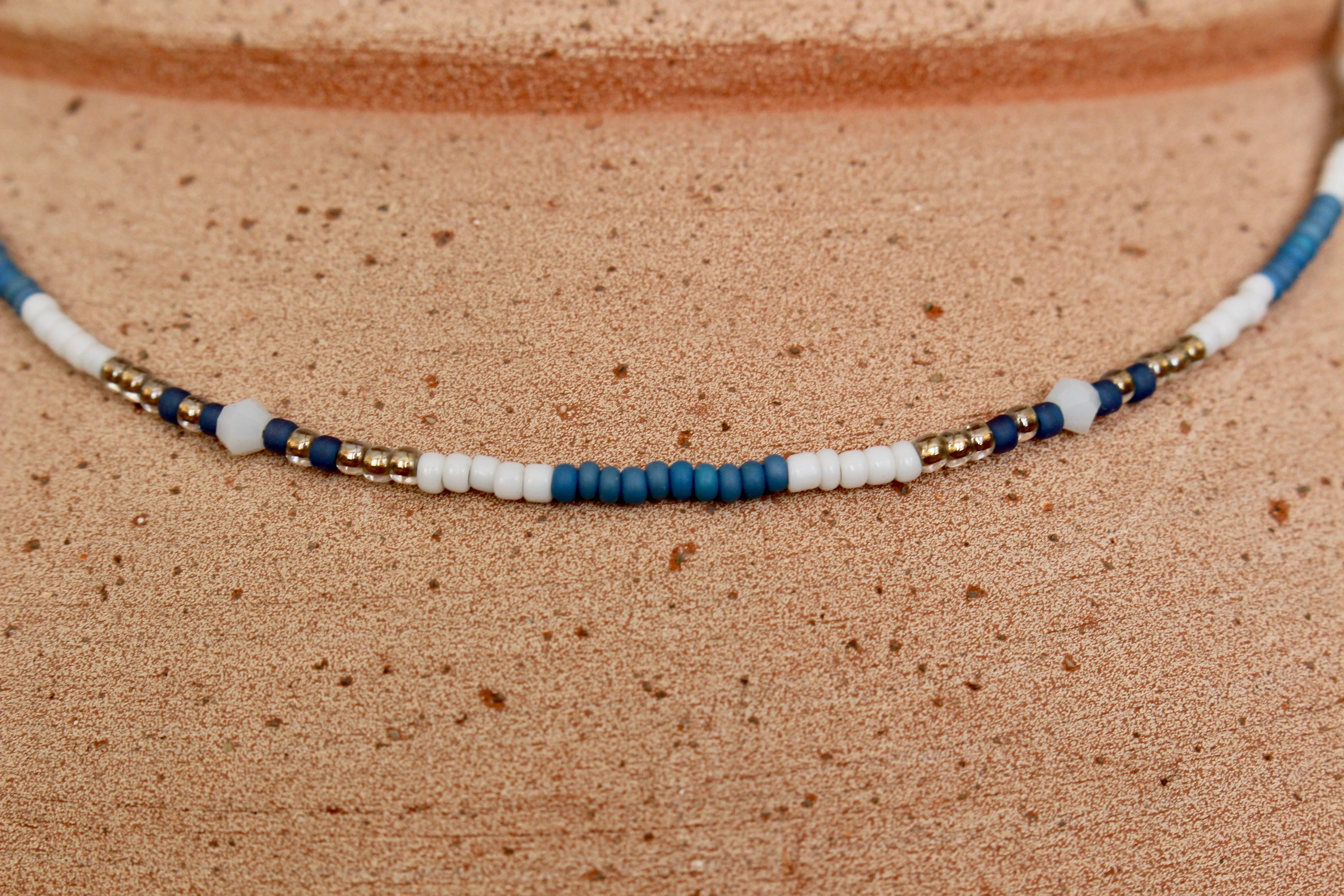 Dusty Blue Beaded Necklace