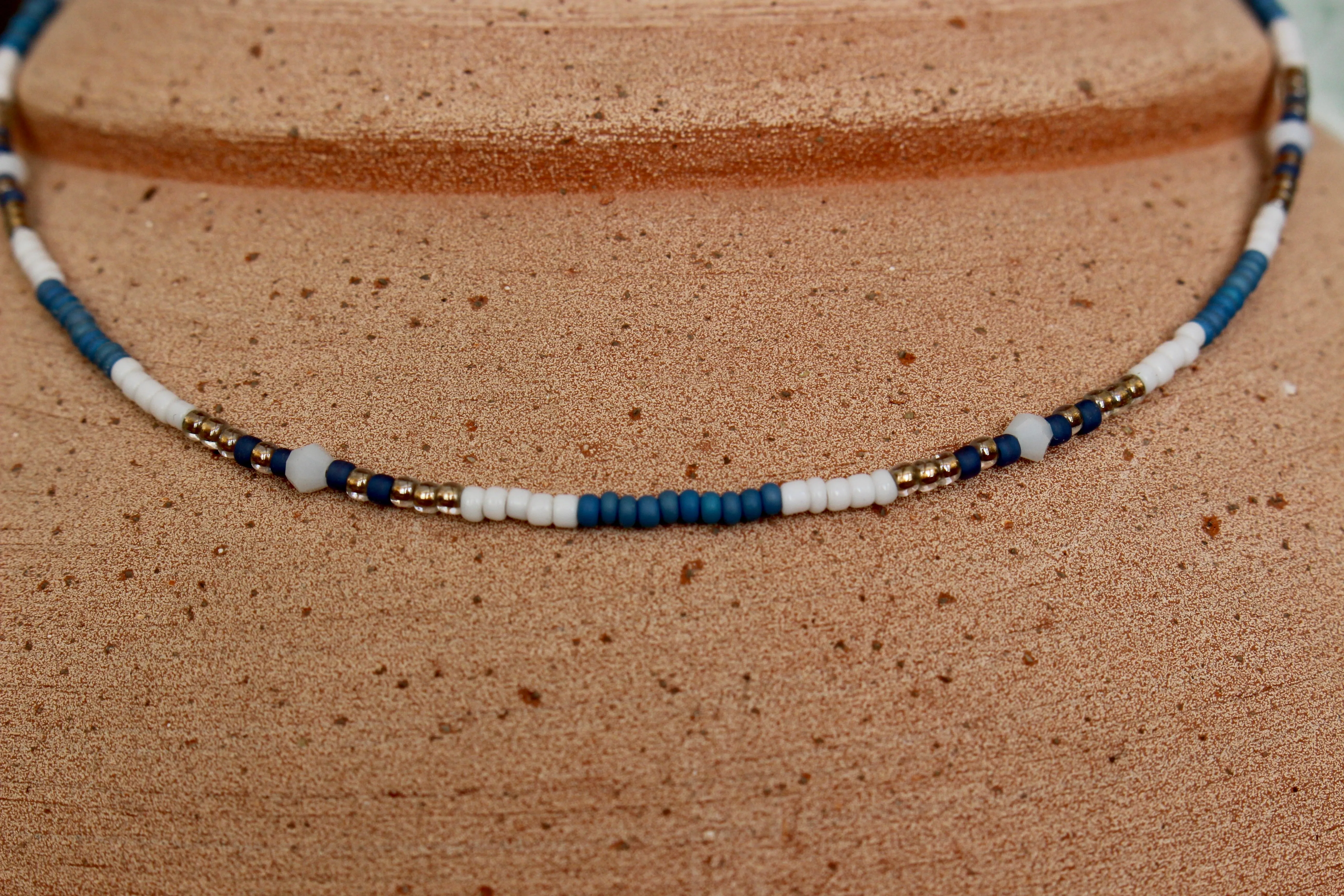 Dusty Blue Beaded Necklace