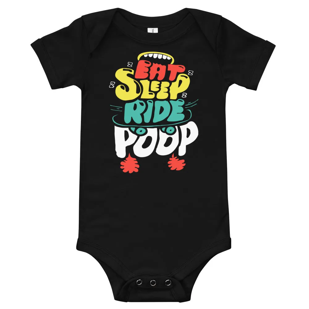 Eat Sleep Ride Skateboard Baby short sleeve one piece