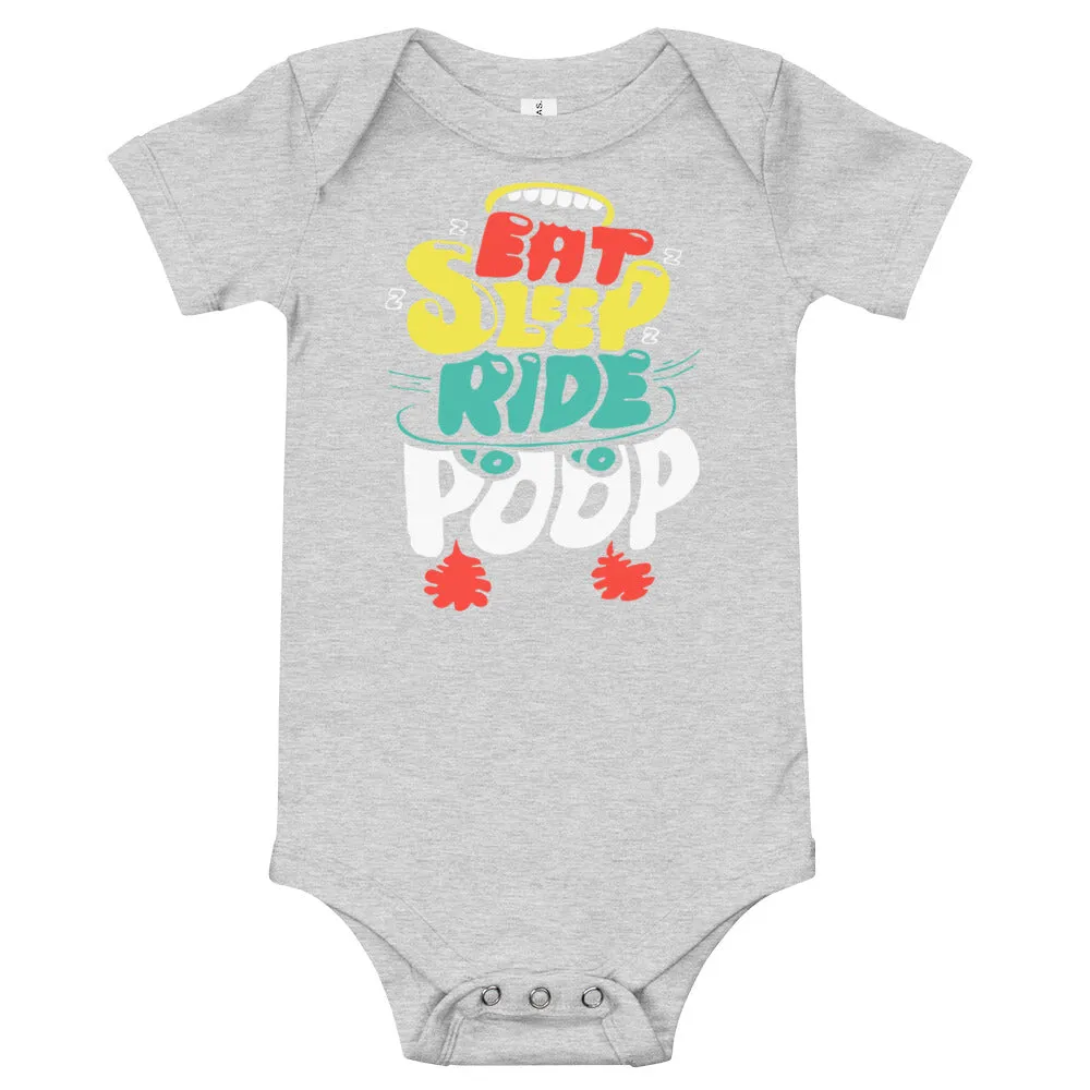 Eat Sleep Ride Skateboard Baby short sleeve one piece