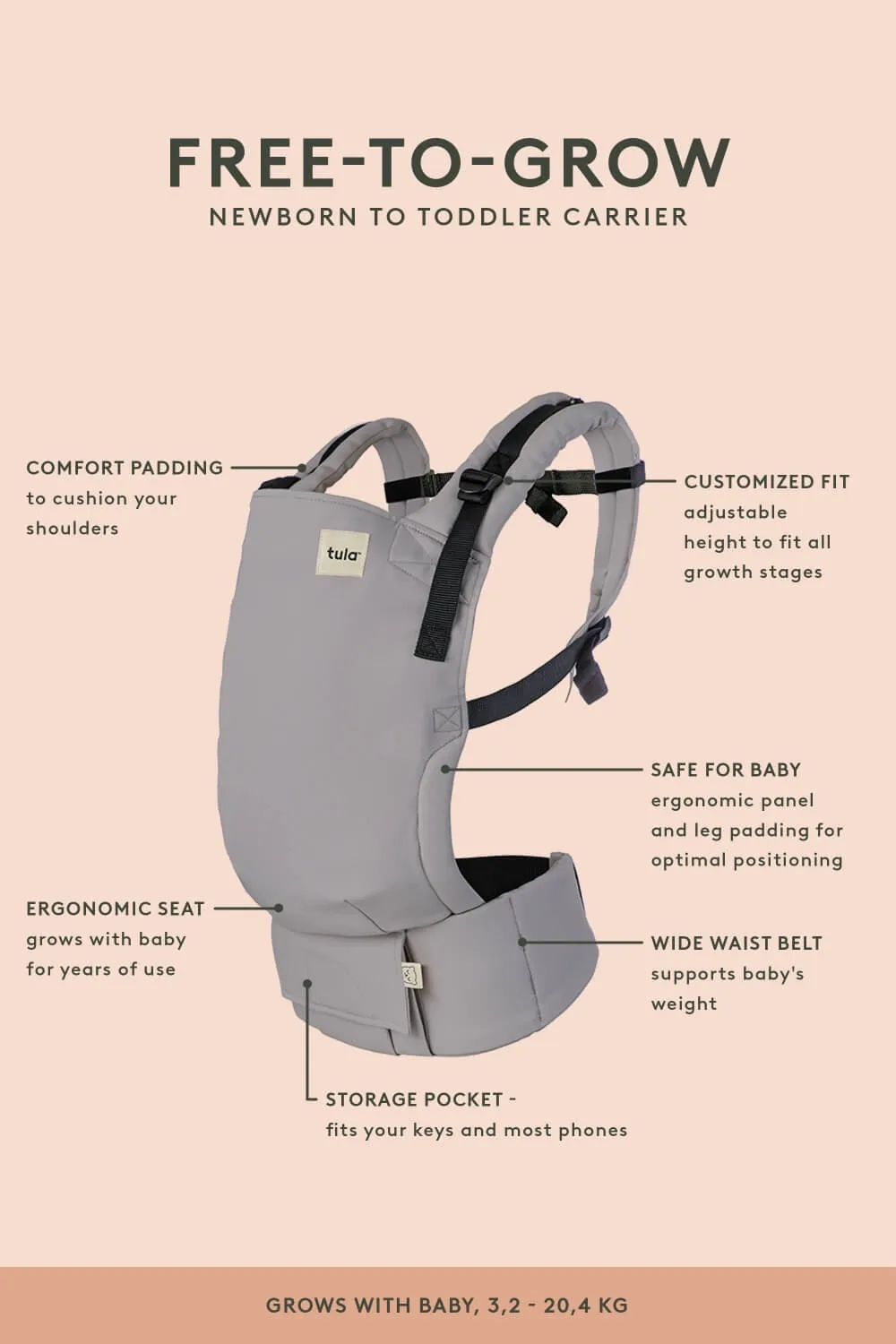 Eucalyptus - Linen Free-to-Grow Baby Carrier