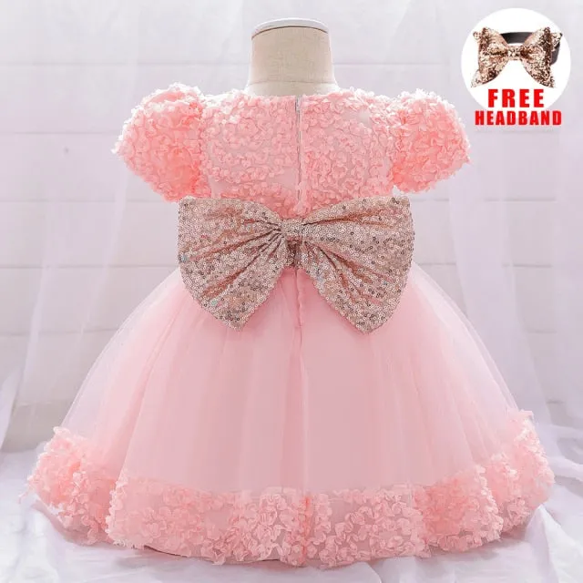 Fancy Sequin Bow Dresses for Flower Girl and Delicate Embroidered Style-Vestidos de Fiesta para Niñas