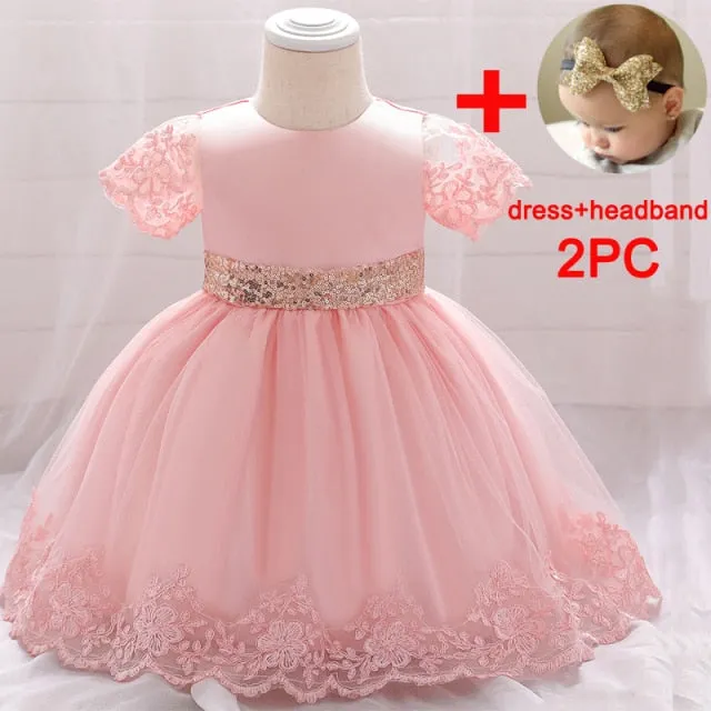 Fancy Sequin Bow Dresses for Flower Girl and Delicate Embroidered Style-Vestidos de Fiesta para Niñas